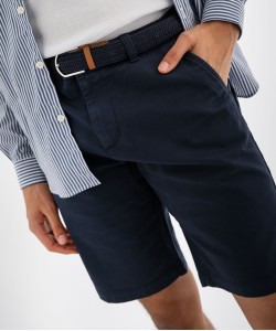 Bermuda chino droit avec ceinture tressée homme